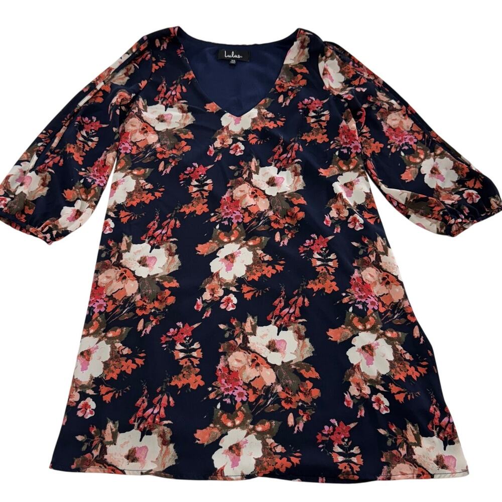 Lulus Dress Womens X Small Shifting Dears Navy Blue Floral Print Mini - Picture 2 of 12